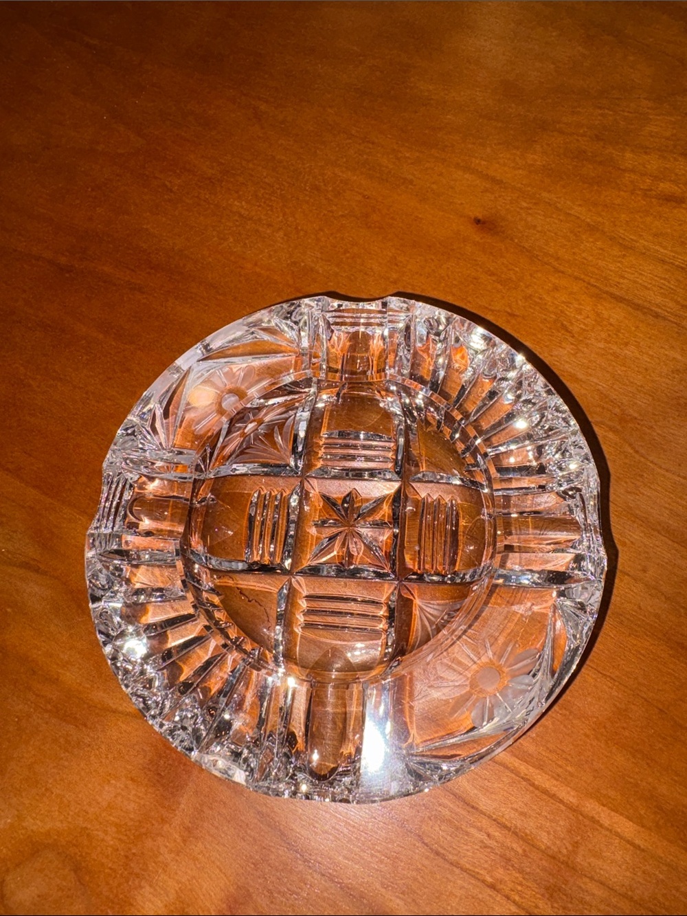 Antique Cut Crystal Decorative Ashtray - Clear Glass